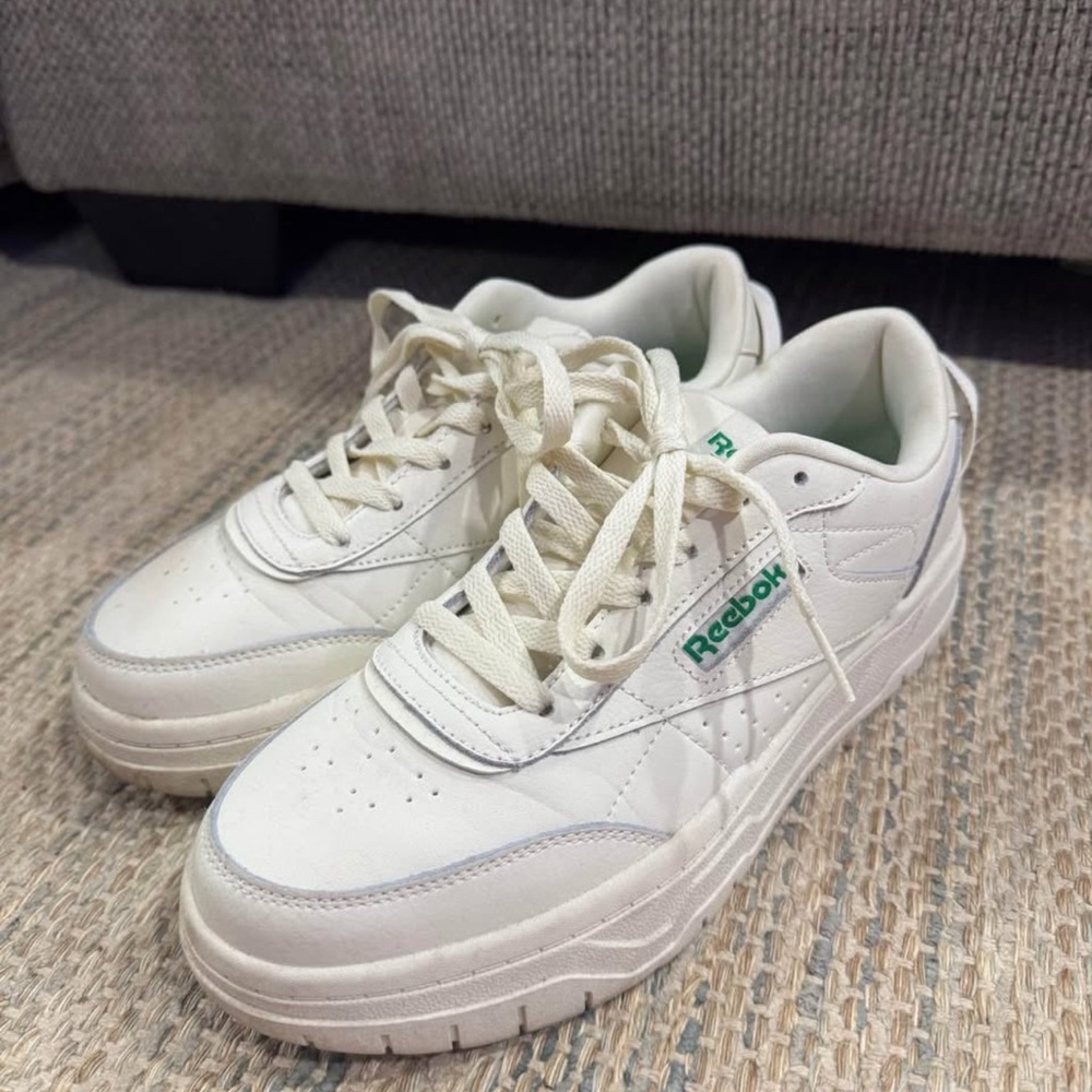 Reebok White Sneakers with Green Logo